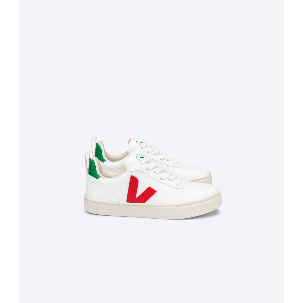 Veja V-10 LACES CWL Kids\' Shoes White/Red | NZ 792QMA